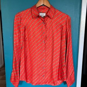 NWT!! J. Crew Gold Chain Link Silk Button Down Blouse, size 6